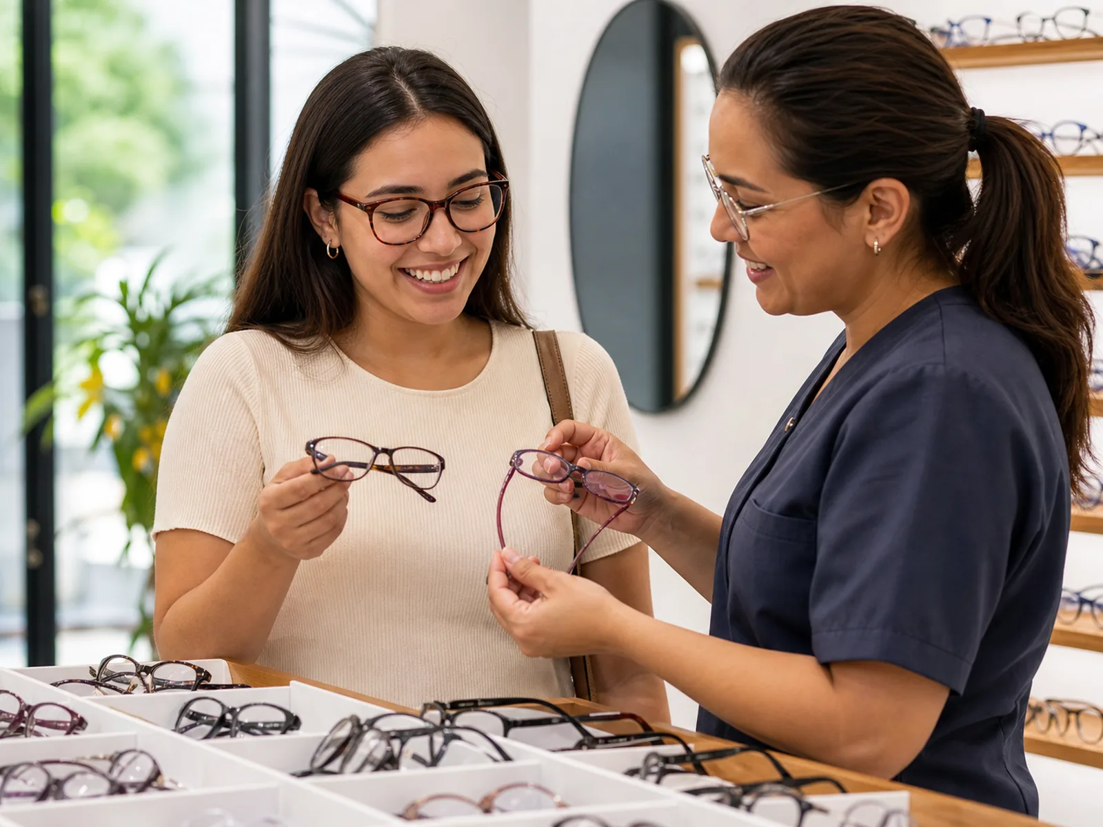 Exhibidor de monturas de lentes recetados económicos en OptiGlass